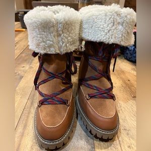Sundance leather/suede winter boots w/fleece lining 39 (9) Nee